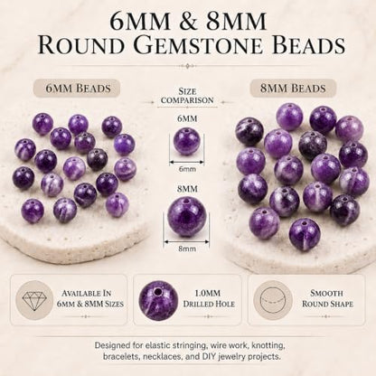Cherry Tree Collection 100PCS 6mm Dogtooth Amethyst Round Bead Craft Kit - color: dogtooth amethyst, size: 6mm