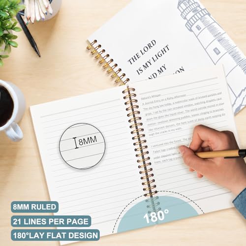 Nautical Lighthouse Christian Spiral Notebook 5.5x8.3 - color: White Nautical Lighthouse Christian