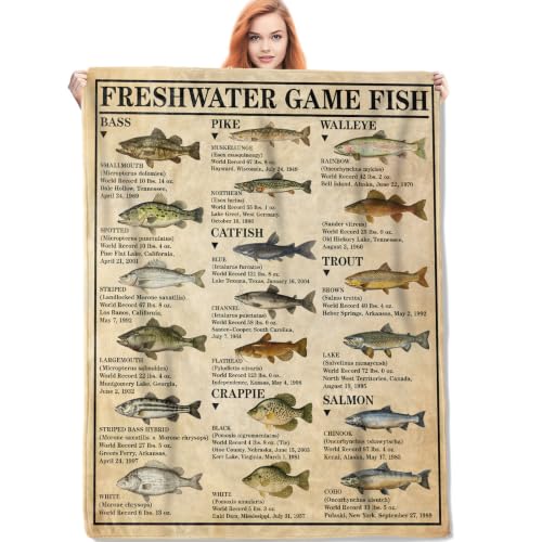Freshwater Game Fish Blanket Gifts for Women Dad - color: Fish, size: 40"x50"