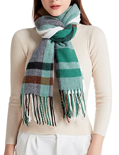 Wander Agio Women's Fashion Long Shawl Big Grid Winter Warm Lattice Large Scarf - color: Coffee Green 14
