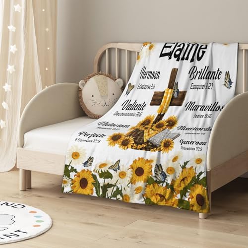 Customized Blankets with Name Personalized Baby Blankets Sunflower Blanket Soft Fleece Bed Throw Blanket for Boys Girls Toddlers Birthday Christmas - color: Design14