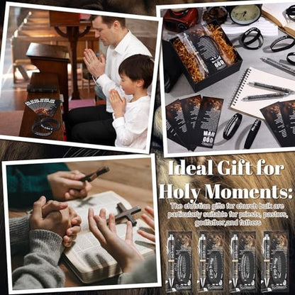 50 Sets Man of God Gifts Bulk Christian Ballpoint Pens with Man of God Bracelets Wristbands Bible Verse Cards for Father Church Dad Godfather Pastor Office Employee Religious Party Favors (Style A) - style: Style A