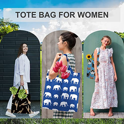 BeeGreen Shopping Bags Cloth Grocery Bags Foldable Travel Bag Tote Bags Bulk - Reusable Gift Bags with Handles (6 Pack) - Heavy Duty Large Washable Animal Holiday Design for Women Travel & Groceries - color: Black,teal,bule,gray,brown