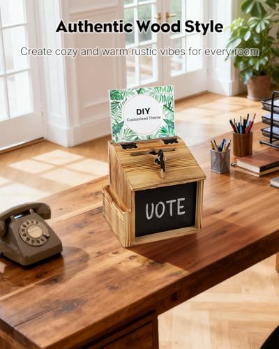 Uniclife Suggestion Box with Slot and Lock, Wood Donation Box - color: 7.7" L x 6.7" W x 7.9" H