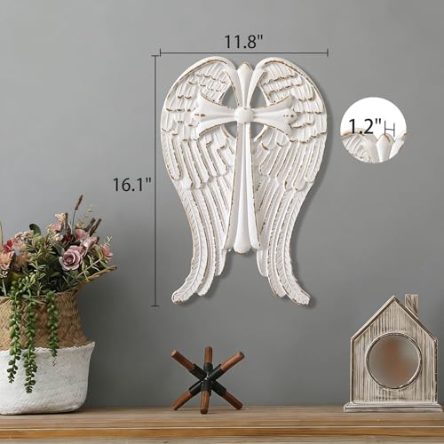 Sintosin Rustic Wooden Cross for Wall 12 X 16 Inch, Distressed White