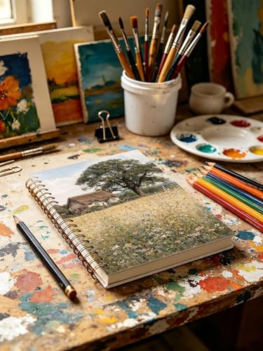 Vintage Cottage Landscape Notebook, Farmhouse Cottagecore Journal Gifts for Women, Countryside Nature Wildflower Hardcover Notebook Journal for Work Study 5.5x8.3 in - color: Cottage