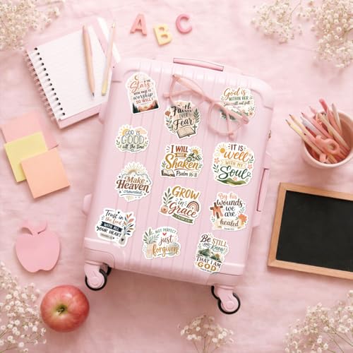 12PCS Faith Over Fear Bible Quote Stickers Pack, Inspirational Christian Vinyl Decals, Uplifting Stickers for Water Bottles, Laptops, Gifts for Religious Celebrations (A 12Christian) - color: A 12christian
