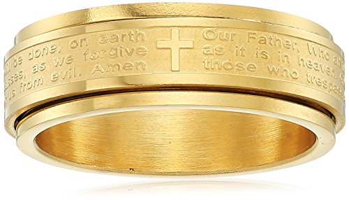 Amazon Essentials Steeltime Men's 18k Gold Plated Our Father Prayer Spinner Band Ring , (previously Amazon Collection) - color: Yellow Gold, size: 8