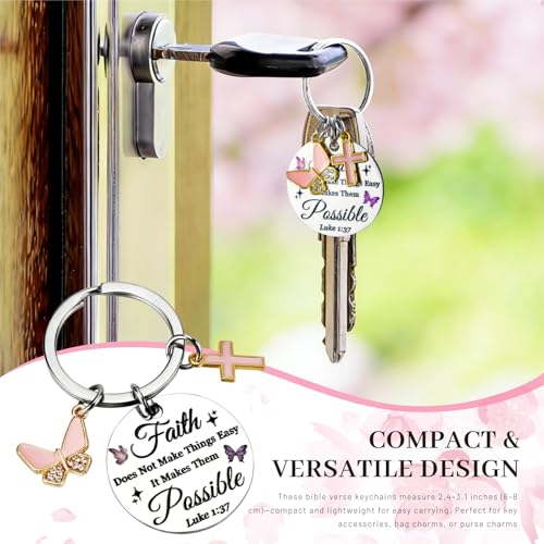 2 Pcs Christian Gifts for Women Inspirational Bible Verse Keychain Butterfly Cross Christian Keychains Spiritual Faith Biblical Religious Gifts for Women Moms Sisters Friends