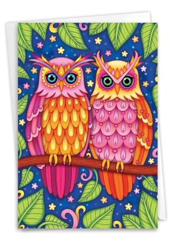 Best Card Co 1 Anniversary Greeting Card Birds of a Feather Owls C9321ANG - style: Birds Of A Feather