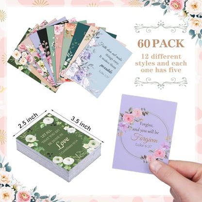 60 Pcs Christian Prayer Cards Bulk for Women Scripture Cards with Bible Verses Faith Religious Gifts Mini Scripture Wallet Card for Church Women Gift Party Favor Supplies - color: Women Prayer