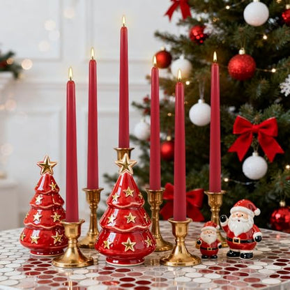 12 Pack Red Taper Candles, 10 inch Unscented Dripless Dinner Candles - color: Red, size: 12Pack