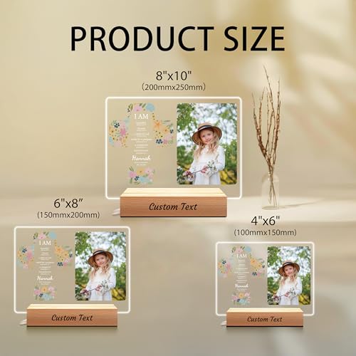 Personalized First Communion Pictrue Frame for Boys Girls, Custom Catholic Baptism Gifts for Kids, Customized Baby Gifts, Baby Shower Baptismal Decorations Sign with Name Night Light, Pictrue Frame