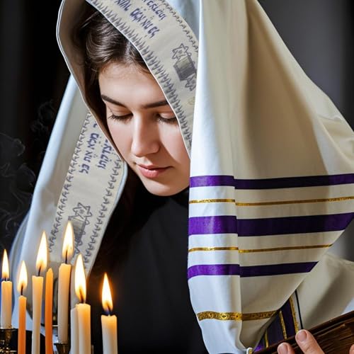 Tallit Prayer Shawl with Bag, Soft Fabric 70"x 20" Tallit Prayer Cloth Israel for Men & Women - color: Purple
