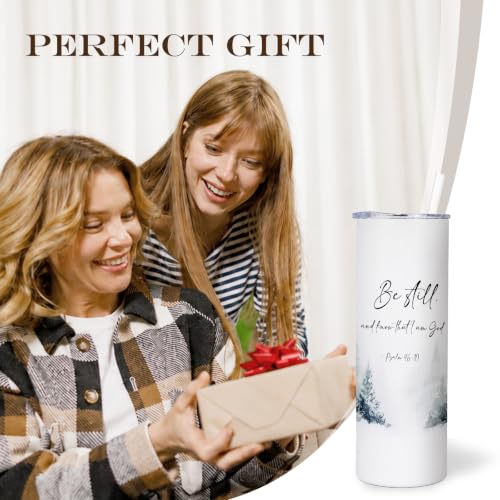 Winter Forest Christian 20oz Travel Coffee Mug Tumbler - color: bestillC