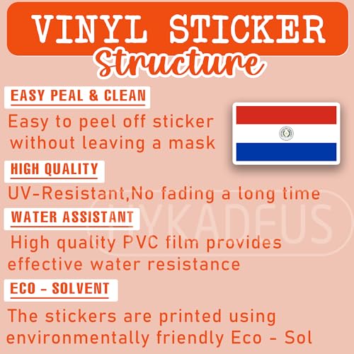 (3Pcs) Paraguay Flag Sticker, Paraguayan Stickers Country Flags Vinyl Decal - color: Paraguay