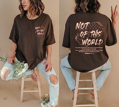 Not of This World Shirt - Christian Aesthetic 2 Sided T-Shirt, Bible Verse Religious Tee - color: Ash, size: XX-Large