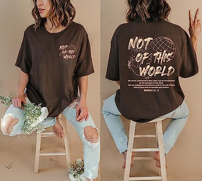 Not of This World Shirt - Christian Aesthetic 2 Sided T-Shirt, Bible Verse Religious Tee - color: Ash, size: XX-Large