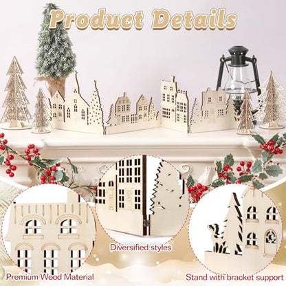 Colingmill 32'' Christmas Tabletop Wooden Decor Church Tree and House Signs - style: Retro