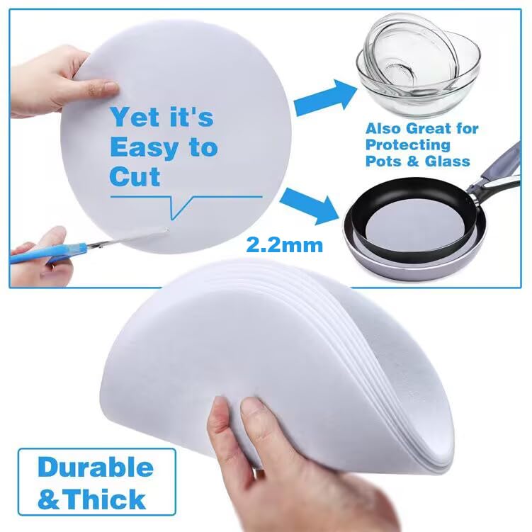 YYCRAFT 60 Felt Plate China Storage Dividers Protectors White Thick Premium Soft Round Felt Circles (5 Inch,White) - size: 5 Inch