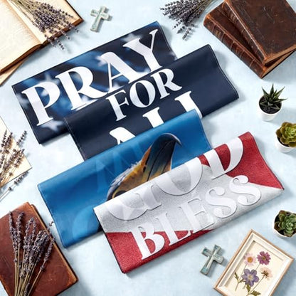 Hosuly 4 Pcs Independence Day Church Banners Patriotic Church Banners for Sanctuary Wall 4th of July Religious Praise Hanging Sign God Bless America for Holiday School Outside Indoor Patriotic Decor - size: 2 x 6 Feet, style: Patriotic