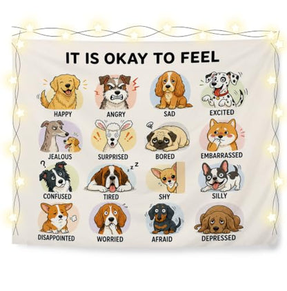 Elpwk Dog Feelings Emotions Mental Health Tapestry Wall Decor 50x60 Inch - color: Dog's emotions