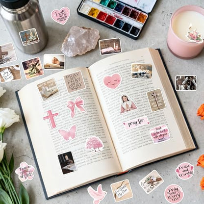 Prayer Board Stickers Supplies - 100 Pcs Inspirational Prayer Vision Board Stickers, Motivational Christian Water Bottle Sticker, Waterproof Vinyl Scrapbook Decals for Laptop Journaling - style: Inspirational Prayer Vision Board