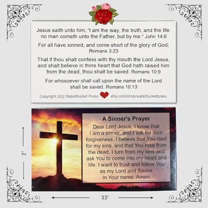 A Sinner's Prayer Pocket Cards, Gospel Tracts, Evangelism, Salvation Scriptures, Prayer Cards, John 3:16, 3.5x2 Variety Pack 3 Styles, 75 Cards