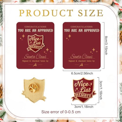 Quelay 30 Sets Santa Nice List Enamel Pin with Card Bulk Father Christmas Good List Badge Brooches Letter Gifts for Christmas Eve Stocking Fillers Clothing Backpack Hat Decor Party Favor - style: Santa Nice List