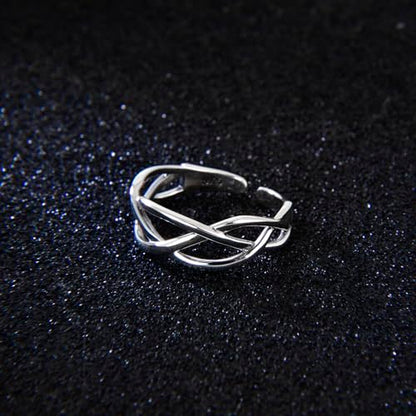 925 Sterling Silver Celtic Knot Open Adjustable Ring for Women Size 4-7 - color: Two line twist