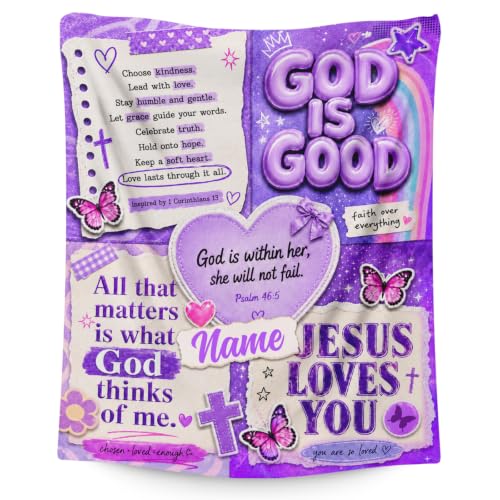 Kids Blanket Custom God Theme, Cozy Soft Flannel Throw for Living Room - color: Purple