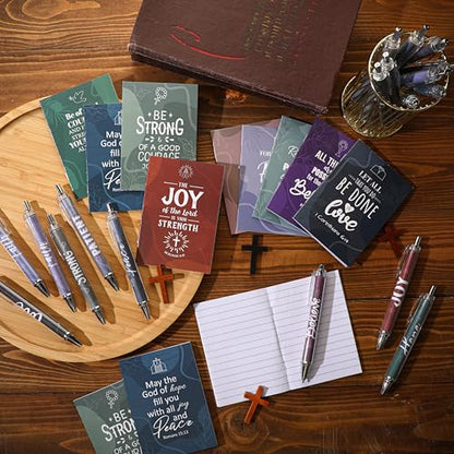 Gueevin 72 Pcs Christian Pens Notebook Gifts Bulk for Back to School