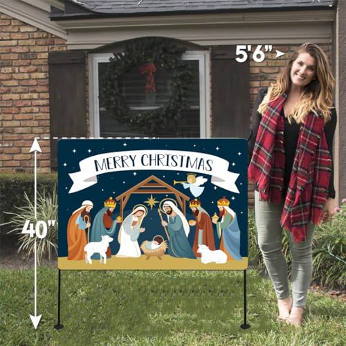 Christmas Decorations Outdoor Yard Nativity Scene Yard Sign reversible Dual Religious Manger Scene Yard Sign for Garden Lawn Christmas Decorations Holy family nativity scenes (Garden Sign Large) - size: Garden Sign Large