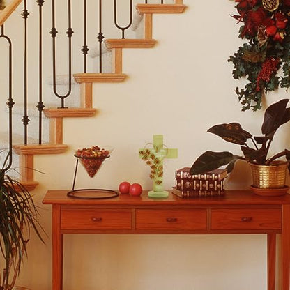 Wooden Cross Wall With Solid Wood Iron Copper Gole Leaf Heart Shaped - color: Green