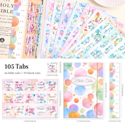 Laminated Bible Tabs for Women, Buble Pink, with Alignment Ruler, 105pcs - style: P-bubble