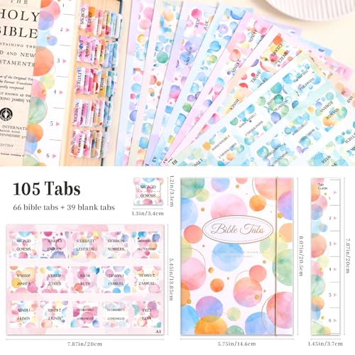 Laminated Bible Tabs for Women, Buble Pink, with Alignment Ruler, 105pcs - style: P-bubble