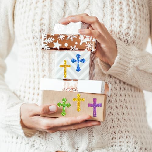 Fancy Land 600 Cross Stickers Glitter Small Cross Stickers for Scrapbook