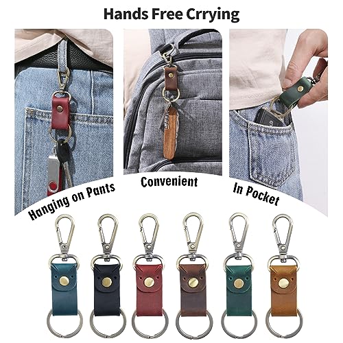 Jack&Chris Genuine Leather Keychain, Small Keychain for Man and Women, Key Holder Mens Belt Key Chain Ring, Red Brown - color: 2pack-coffee
