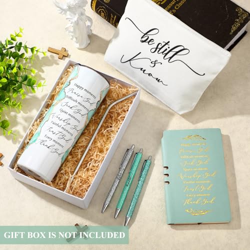 Domensi 6 Pcs Christian Gifts Set, 20 oz Tumbler Notepad Pens, Green - color: Green