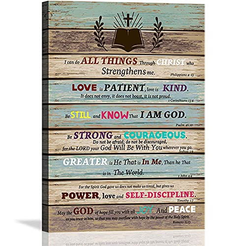 Motivational Wall Art Bible Verse Christian Wall Decor Scripture Inspirational Wall Art for Living Room Bathroom Rustic Religious Gifts Teen Room Decor Large - size: 20x28inch(50x70cm)