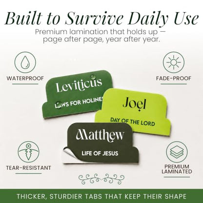 90 Christian Bible Tabs for Women and Men - Green Earth Version - color: Green Earth