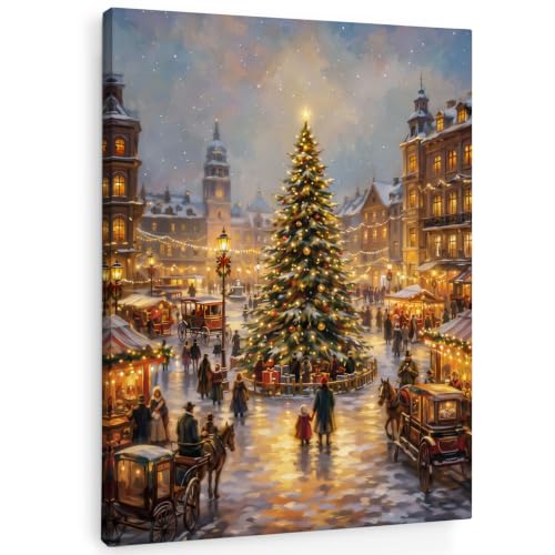 SHQIEUDH Winter Christmas Town Landscape Wall Art Decor Framed 11x14 - color: christmas-03