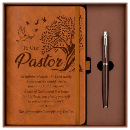 Pastor Appreciation Gifts for Men, Leather Journal Notebook With Pen - color: Pastor Appreciation