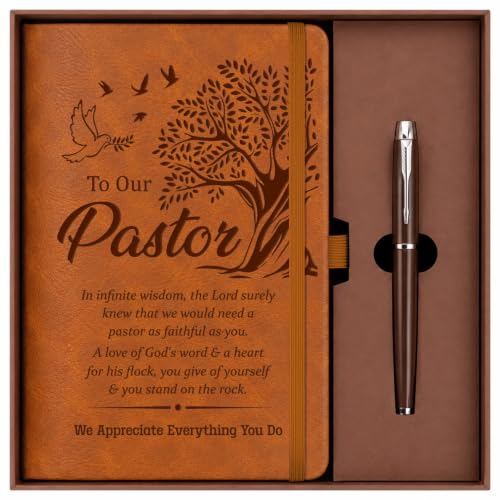 Pastor Appreciation Gifts for Men, Leather Journal Notebook With Pen - color: Pastor Appreciation
