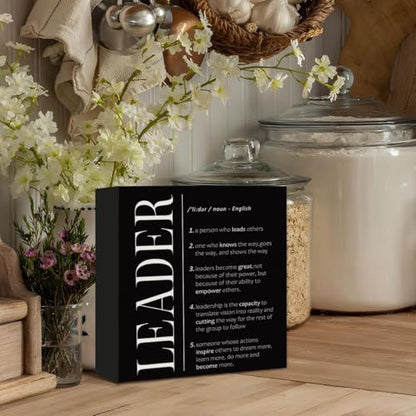Leader Gifts Sign, Boss Mentor Supervisor Manager Gifts for Women - color: Black-Leader-5x5