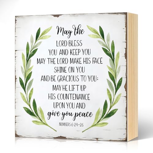 May The Lord Bless You Wood Block Plaque Box Sign 5.9 * 5.9 - color: white022