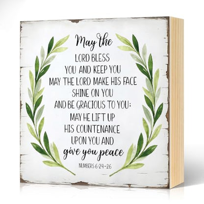 May The Lord Bless You Wood Block Plaque Box Sign 5.9 * 5.9 - color: white022