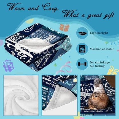 Nephew Gifts from Auntie & Uncle, Nephew Blanket 50"x 60" Soft Throw - color: My Nephew-1, size: 50"x60"