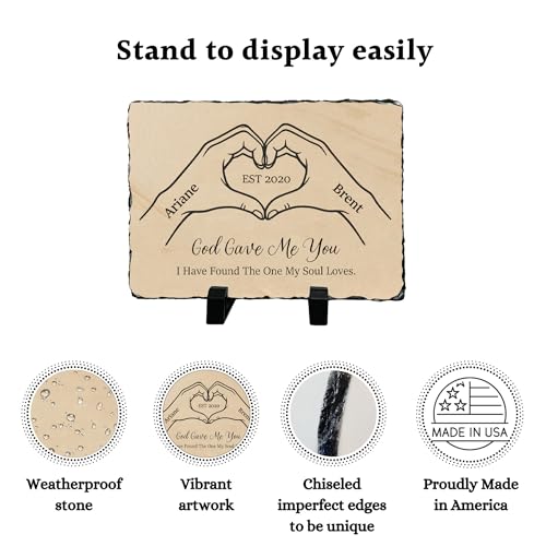 God Gave Me You Anniversary Wedding Gift for Couple - Personalized Slate Stone Plaque with Names & Date - Rustic Christian Wedding or Anniversary Keepsake for Husband Wife Keepsake (S-231) - color: S-231