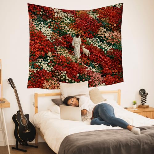 HUGANE Christian Jesus Wildflower Tapestry Wall Decor 50x60 Inch - color: Colour-05